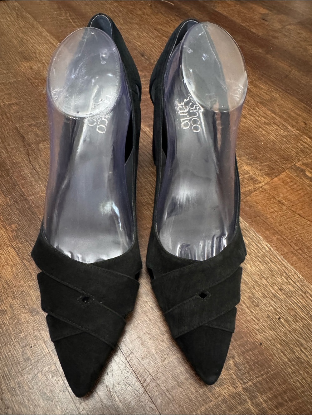 Franco Sarto Black Pointed Toe Block Heel Pumps Size 10 EUC